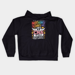 Nothing Scares Me I Am a CNA Funny Bold Rainbow Quote Kids Hoodie